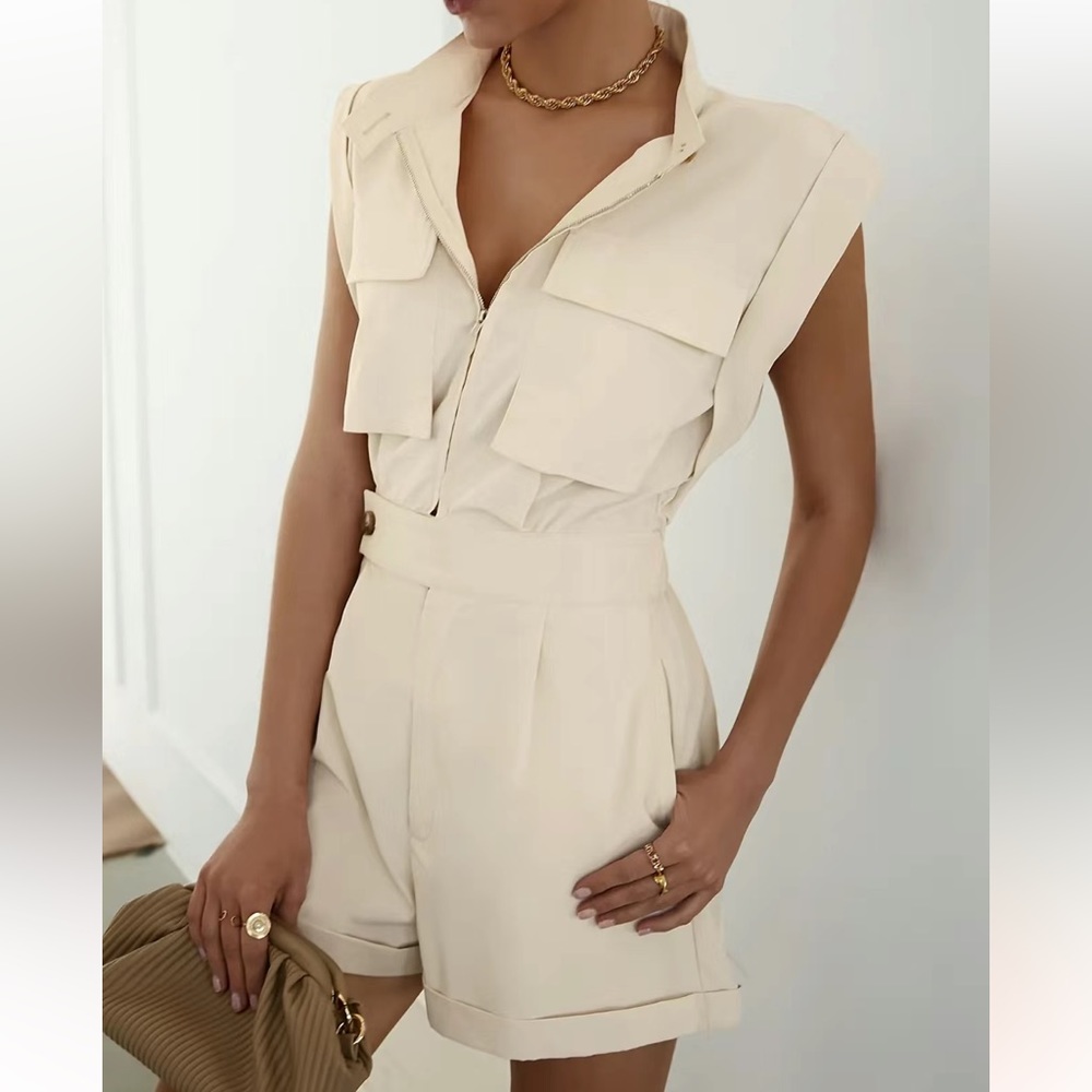 Jumper - Khaki in color, shorts have front pockets. Size small/ size 5